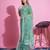 Green net embroidered thread work heavy look ethnic saree with blouse