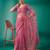 Pink net embroidered thread work heavy look ethnic saree with blouse