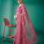 Pink net embroidered thread work heavy look ethnic saree with blouse