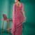 Pink net embroidered thread work heavy look ethnic saree with blouse