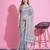 Grey net embroidered thread work heavy look ethnic saree with blouse