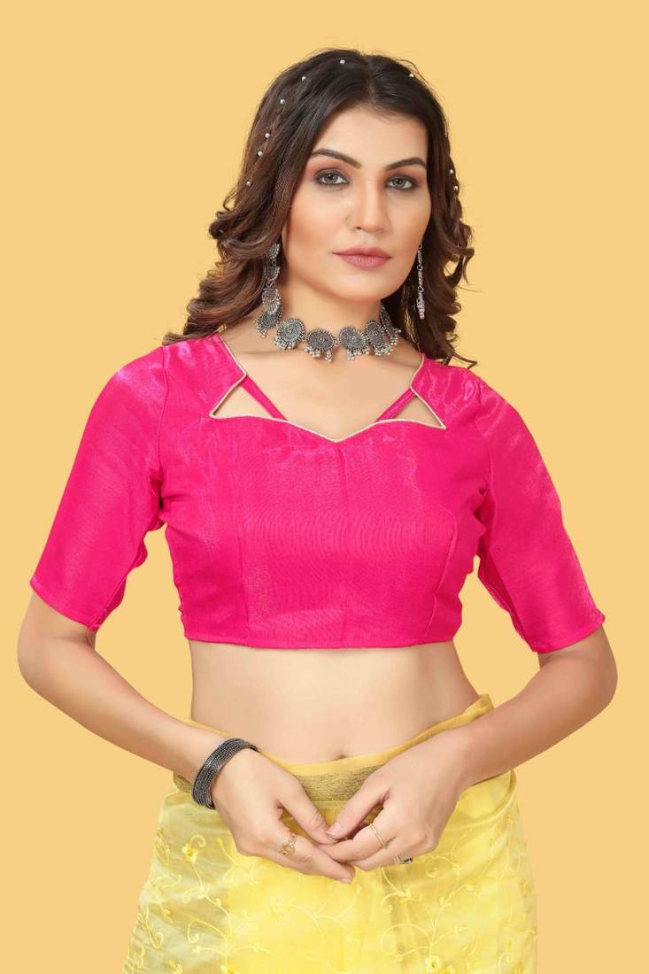 Yellow organza embroidered zari woven heavy look ethnic saree with blouse