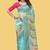 Teal organza embroidered zari woven heavy look ethnic saree with blouse