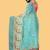 Teal organza embroidered zari woven heavy look ethnic saree with blouse