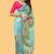 Teal organza embroidered zari woven heavy look ethnic saree with blouse