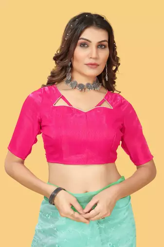 Teal organza embroidered zari woven heavy look ethnic saree with blouse
