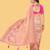 Peach organza embroidered zari woven heavy look ethnic saree with blouse