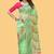 Green organza embroidered zari woven heavy look ethnic saree with blouse
