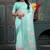 Teal organza embroidered zari woven heavy look ethnic saree with blouse