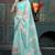 Teal organza embroidered zari woven heavy look ethnic saree with blouse