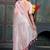 Pink organza embroidered zari woven heavy look ethnic saree with blouse