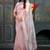 Pink organza embroidered zari woven heavy look ethnic saree with blouse