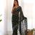 Green shimmer embroidered sequins work heavy look ethnic saree with blouse