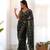 Green shimmer embroidered sequins work heavy look ethnic saree with blouse