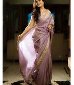 Lavender tissue embroidered zari work heavy look ethnic saree with blouse