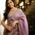 Lavender tissue embroidered zari work heavy look ethnic saree with blouse