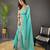 Turquoise silk embroidered thread work heavy look ethnic saree with blouse