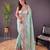 Green silk embroidered thread work heavy look ethnic saree with blouse