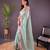 Green silk embroidered thread work heavy look ethnic saree with blouse