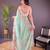 Green silk embroidered thread work heavy look ethnic saree with blouse