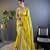 Yellow georgette embroidered thread work heavy look ethnic saree with blouse