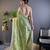 Green georgette embroidered thread work heavy look ethnic saree with blouse