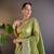 Green georgette embroidered thread work heavy look ethnic saree with blouse