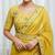 Yellow georgette embroidered thread work heavy look ethnic saree with blouse