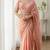 Peach georgette embroidered thread work heavy look ethnic saree with blouse