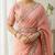 Peach georgette embroidered thread work heavy look ethnic saree with blouse
