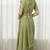 Green georgette embroidered thread work heavy look ethnic saree with blouse