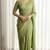 Green georgette embroidered thread work heavy look ethnic saree with blouse