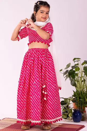Girls' Pink Lehenga Set