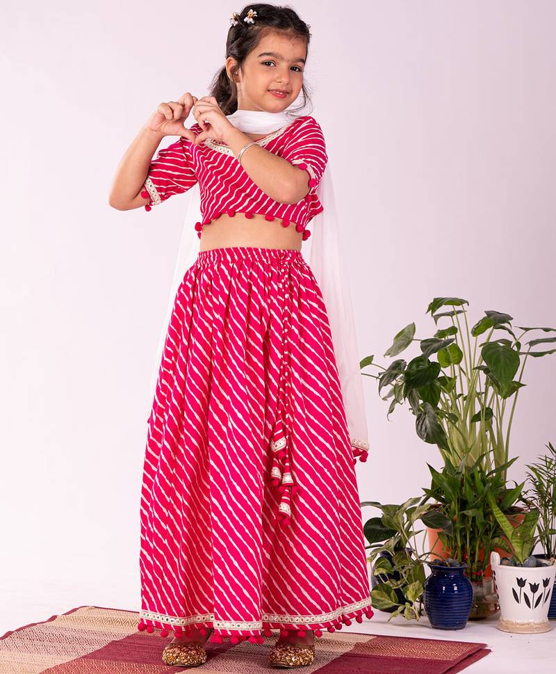 Girls' Pink Lehenga Set