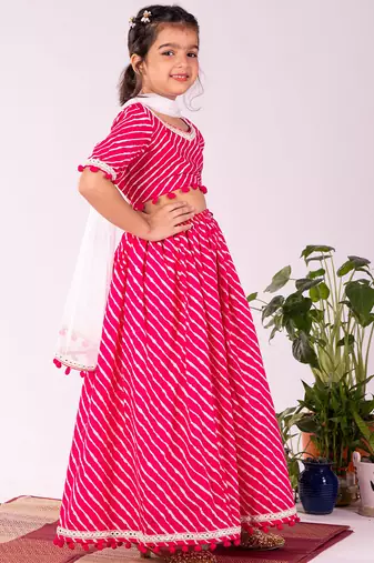 Girls' Pink Lehenga Set