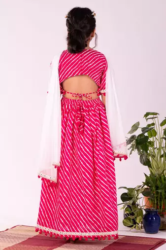 Girls' Pink Lehenga Set