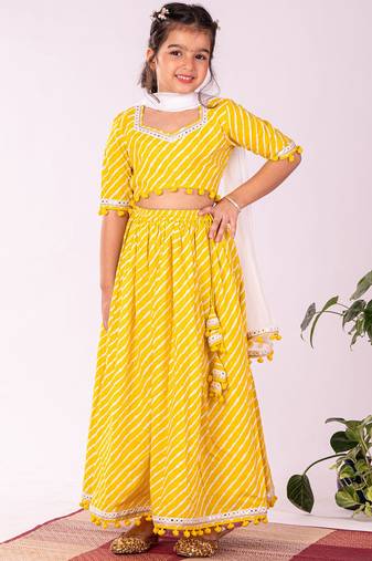 Girls' Yellow Lehenga Set