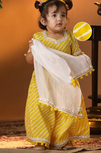 Girls' Yellow Lehenga Choli With Dupatta