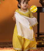 Girls' Yellow Lehenga Choli With Dupatta