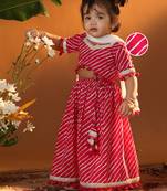 Girls' Pink Lehenga Choli With Dupatta