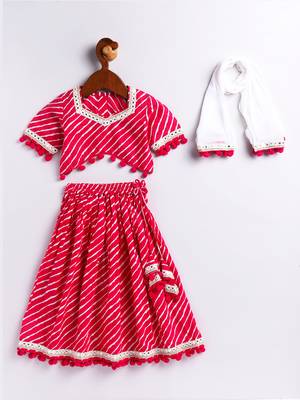 Girls' Pink Lehenga Choli With Dupatta 3