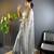 Grey net embroidered thread work heavy look ethnic saree with blouse