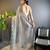 Grey net embroidered thread work heavy look ethnic saree with blouse