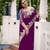 Wine chiffon embroidered thread work heavy look ethnic saree with blouse