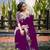 Wine chiffon embroidered thread work heavy look ethnic saree with blouse