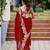 Maroon chiffon embroidered thread work heavy look ethnic saree with blouse