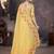 Yellow georgette embroidered thread work heavy look ethnic saree with blouse