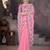 Pink georgette embroidered thread work heavy look ethnic saree with blouse