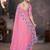 Pink georgette embroidered thread work heavy look ethnic saree with blouse