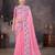 Pink georgette embroidered thread work heavy look ethnic saree with blouse